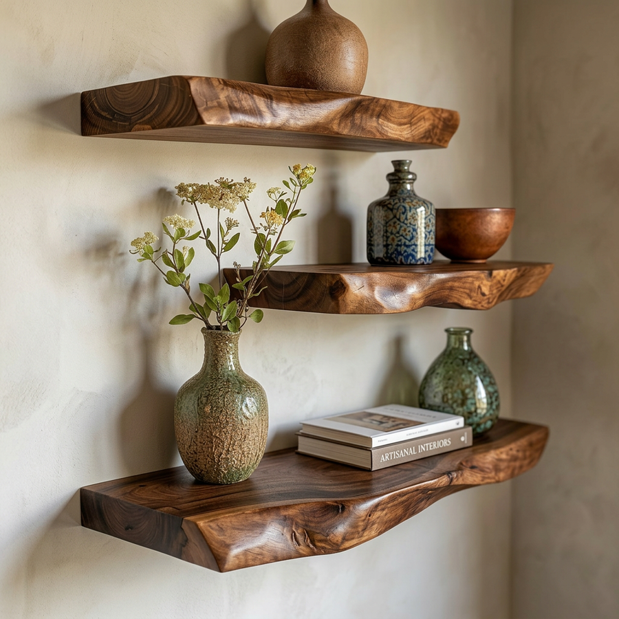 Aldersteel Walnut Live Edge Shelf