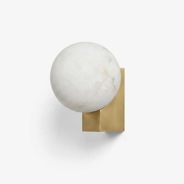 Alabaster Globe Wall Light Brushed Brass Matt Black and Brushed Nickel E27 Bedroom Hallway Sconce