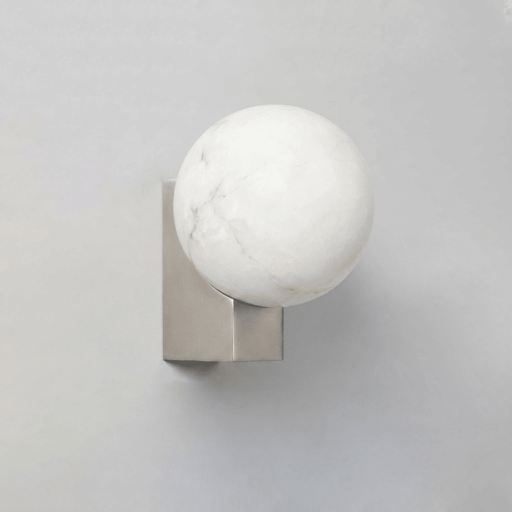 Alabaster Globe Wall Light Brushed Brass Matt Black and Brushed Nickel E27 Bedroom Hallway Sconce 8