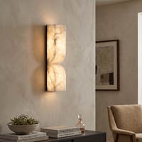 Alabaster Wall Light Dimmable LED Warm White Gold and Black Indoor Bedroom Hallway Sconce 35cm and 60cm 2