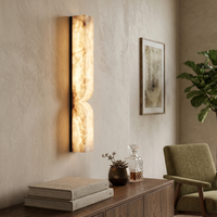 Alabaster Wall Light Dimmable LED Warm White Gold and Black Indoor Bedroom Hallway Sconce 35cm and 60cm 3