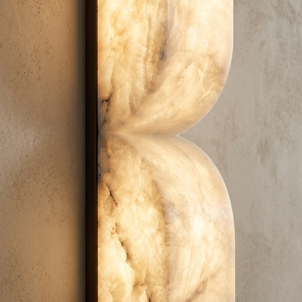 Alabaster Wall Light Dimmable LED Warm White Gold and Black Indoor Bedroom Hallway Sconce 35cm and 60cm 4