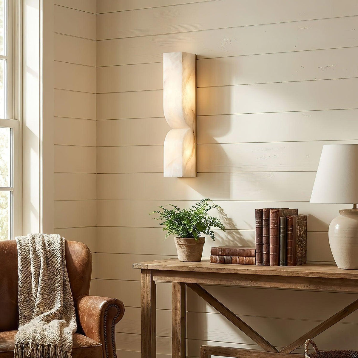 Alabaster Wall Light Dimmable LED Warm White Gold and Black Indoor Bedroom Hallway Sconce 35cm and 60cm 7