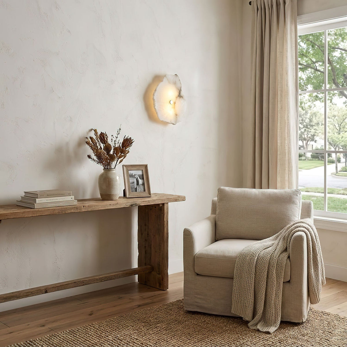 Alabaster Wall Light Gold and White Dimmable Integrated LED Triac Warm Dimming Bedroom Wall Sconce 4