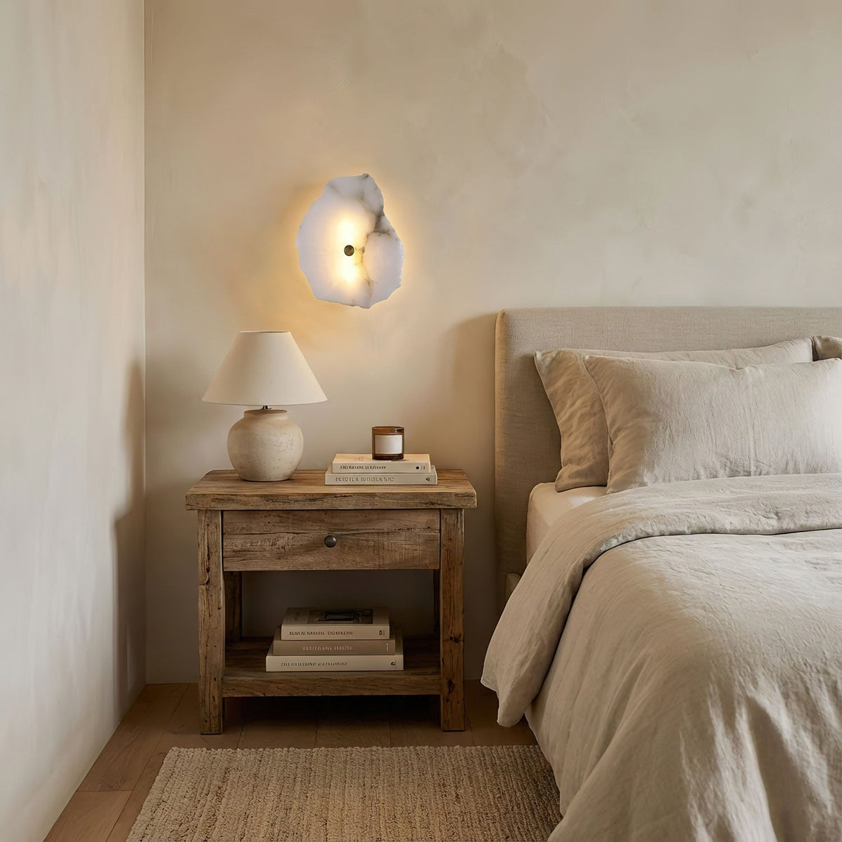 Alabaster Wall Light Gold and White Dimmable Integrated LED Triac Warm Dimming Bedroom Wall Sconce 7