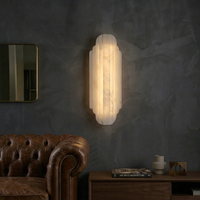 Alabaster Wall Light Metal Base Dimmable LED Warm White Hallway Bathroom Sconce 50cm and 75cm 1