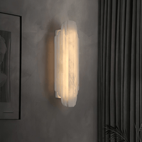 Alabaster Wall Light Metal Base Dimmable LED Warm White Hallway Bathroom Sconce 50cm and 75cm 2