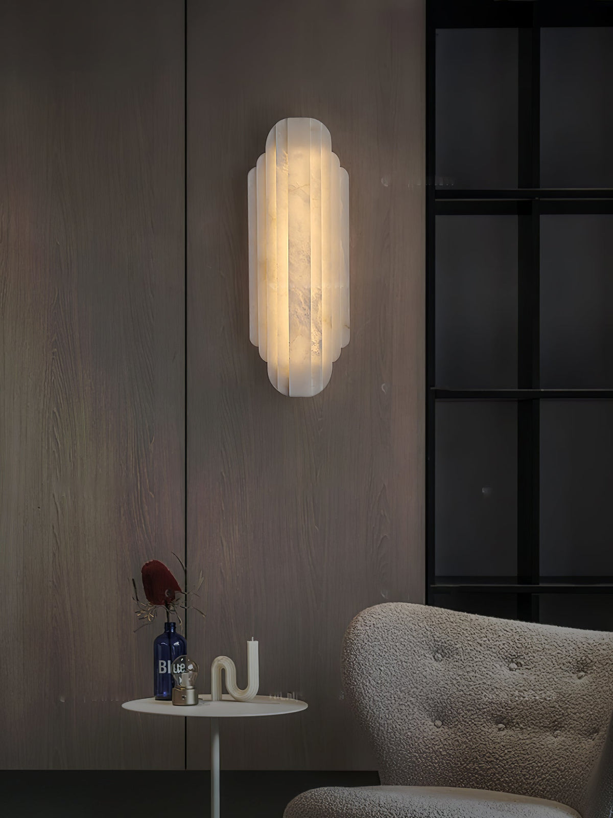 Alabaster Wall Light Metal Base Dimmable LED Warm White Hallway Bathroom Sconce 50cm and 75cm 3