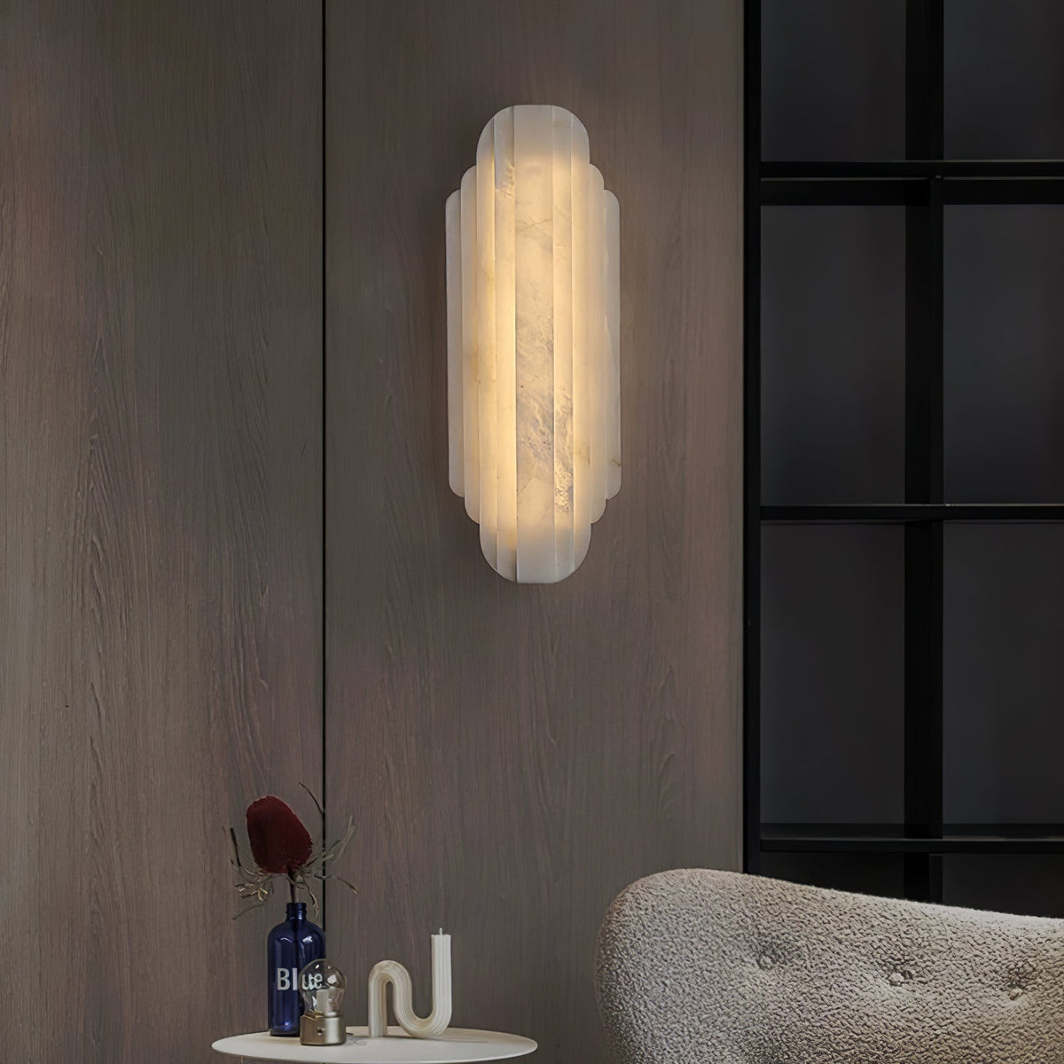 Alabaster Wall Light Metal Base Dimmable LED Warm White Hallway Bathroom Sconce 50cm and 75cm 4