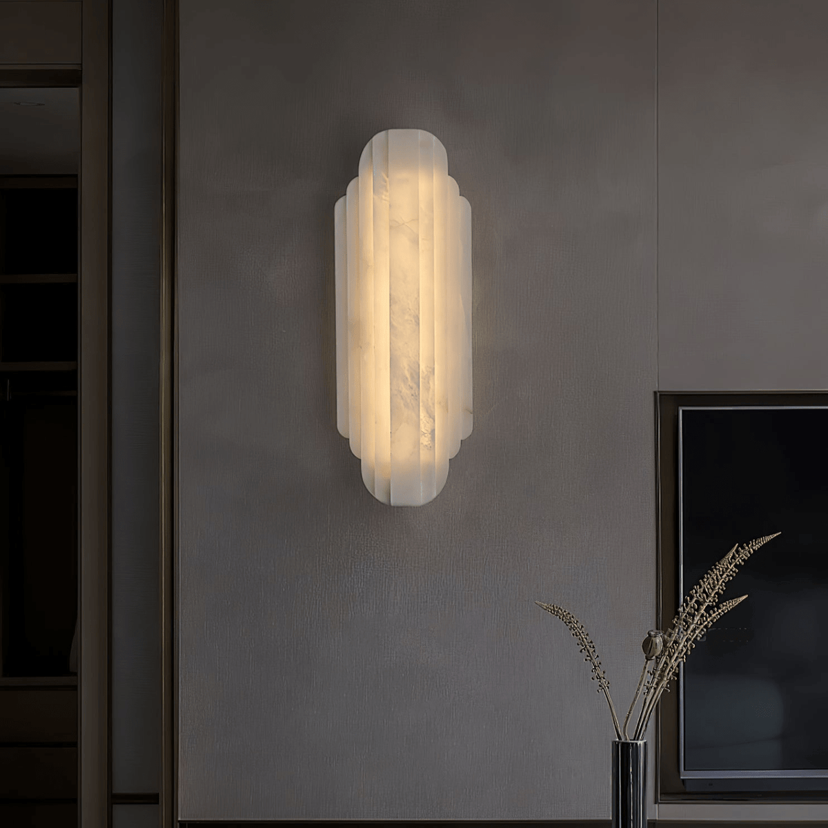 Alabaster Wall Light Metal Base Dimmable LED Warm White Hallway Bathroom Sconce 50cm and 75cm 5