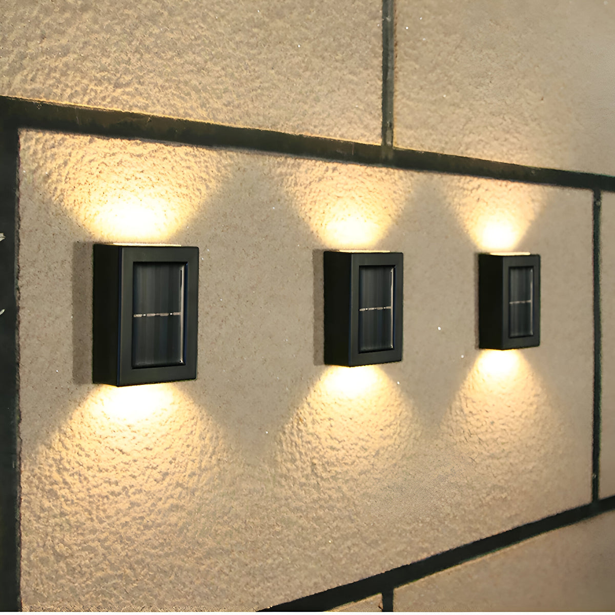 Art Deco Outdoor Wall Light Solar IP65 Waterproof Up Down Garden Courtyard Black White 0