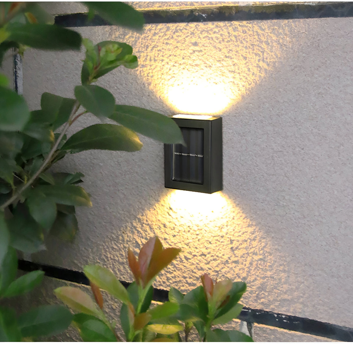 Art Deco Outdoor Wall Light Solar IP65 Waterproof Up Down Garden Courtyard Black White 1