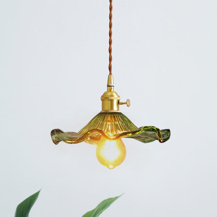 Art Nouveau Pendant Light Glass Flower Adjustable Height 8