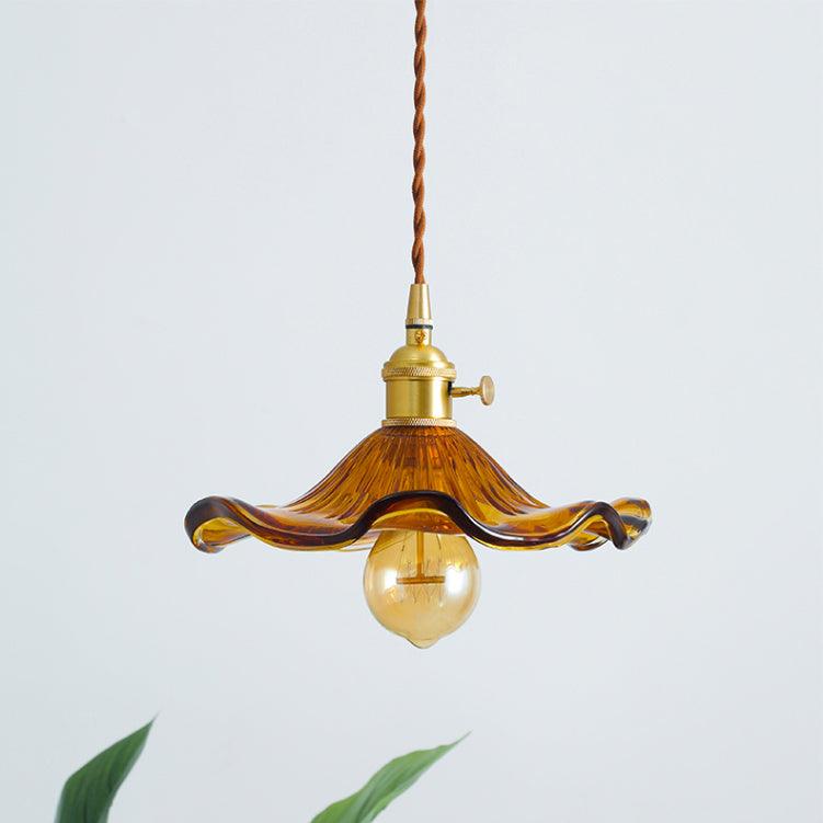 Art Nouveau Pendant Light Glass Flower Adjustable Height 9