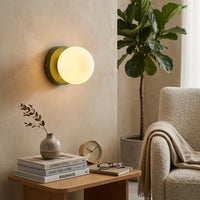 Bauhaus Wall Sconce Metal White Glass Globe Compact 0