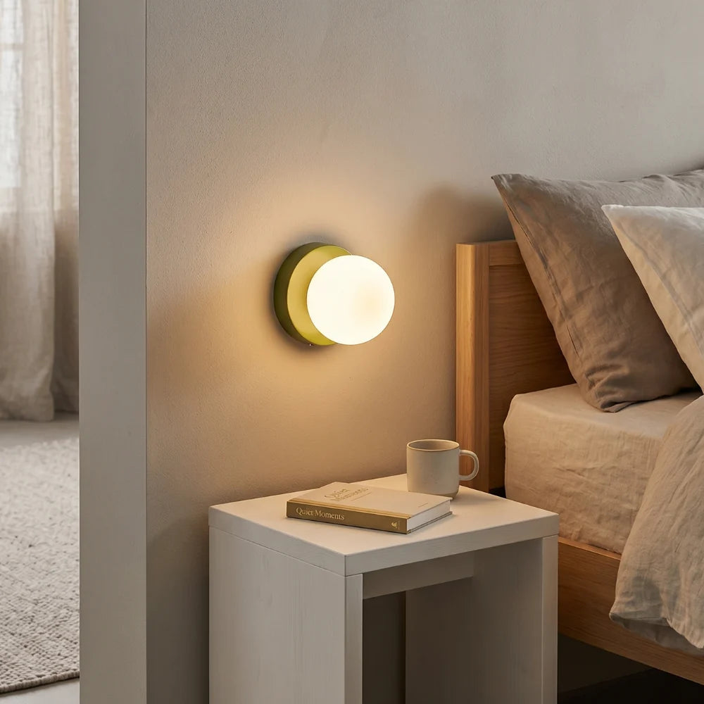 Bauhaus Wall Sconce Metal White Glass Globe Compact 3