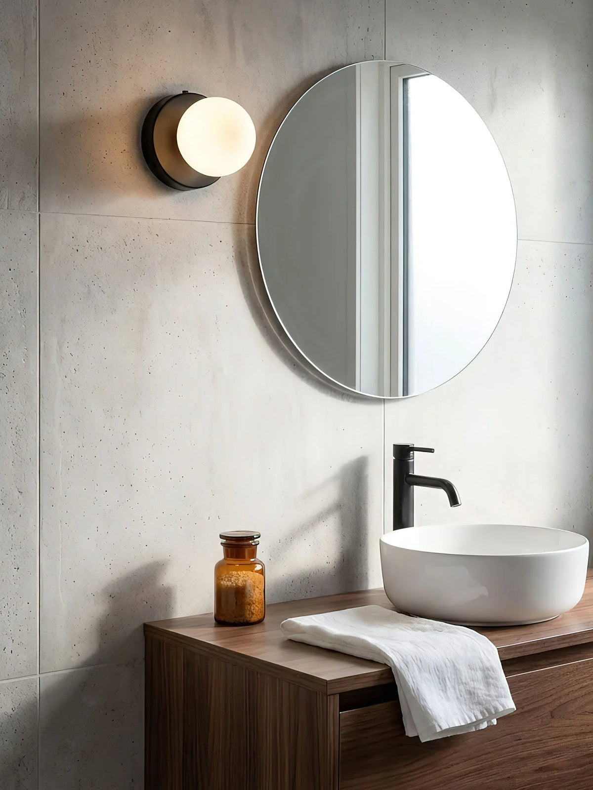 Bauhaus Wall Sconce Metal White Glass Globe Compact 9
