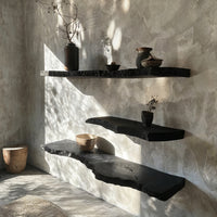 Aldersteel Sculptural Ebony Live Edge Shelf
