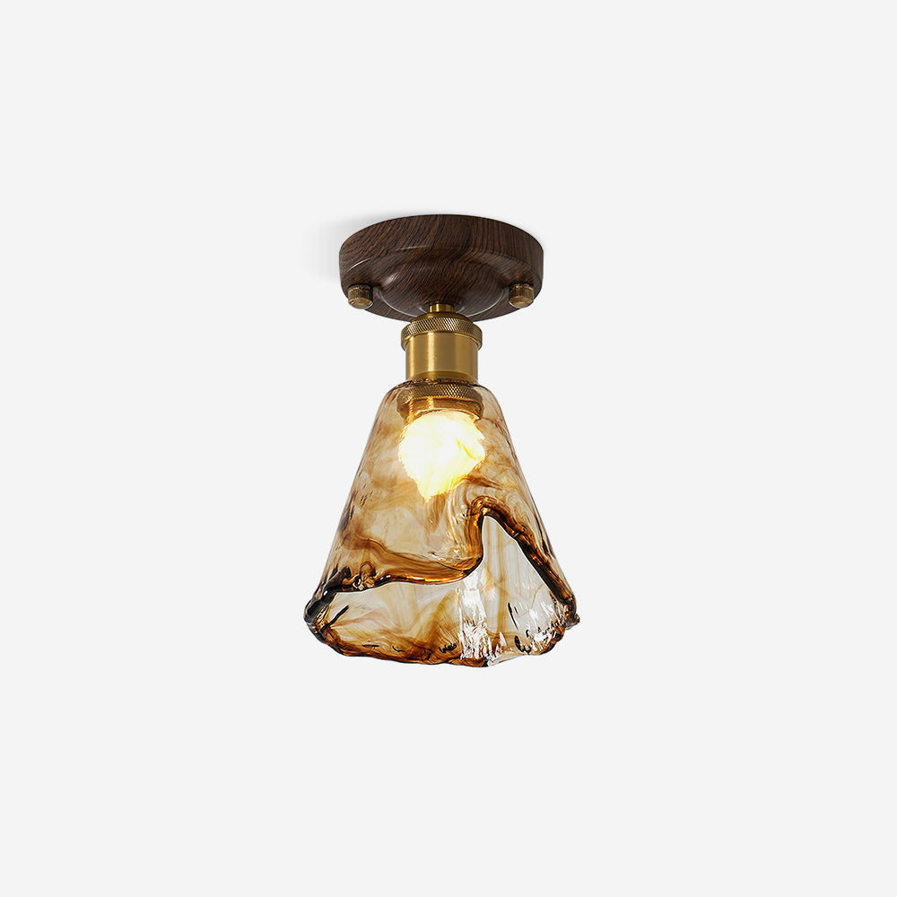 Ceiling Light Amber Glass Metal Canopy Dimmable E14 Damp Rated Bathroom Wall and Ceiling Mount 1