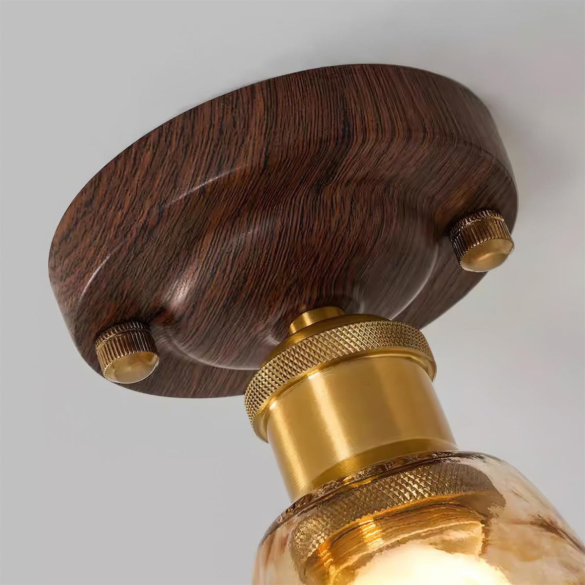 Ceiling Light Amber Glass Metal Canopy Dimmable E14 Damp Rated Bathroom Wall and Ceiling Mount 4