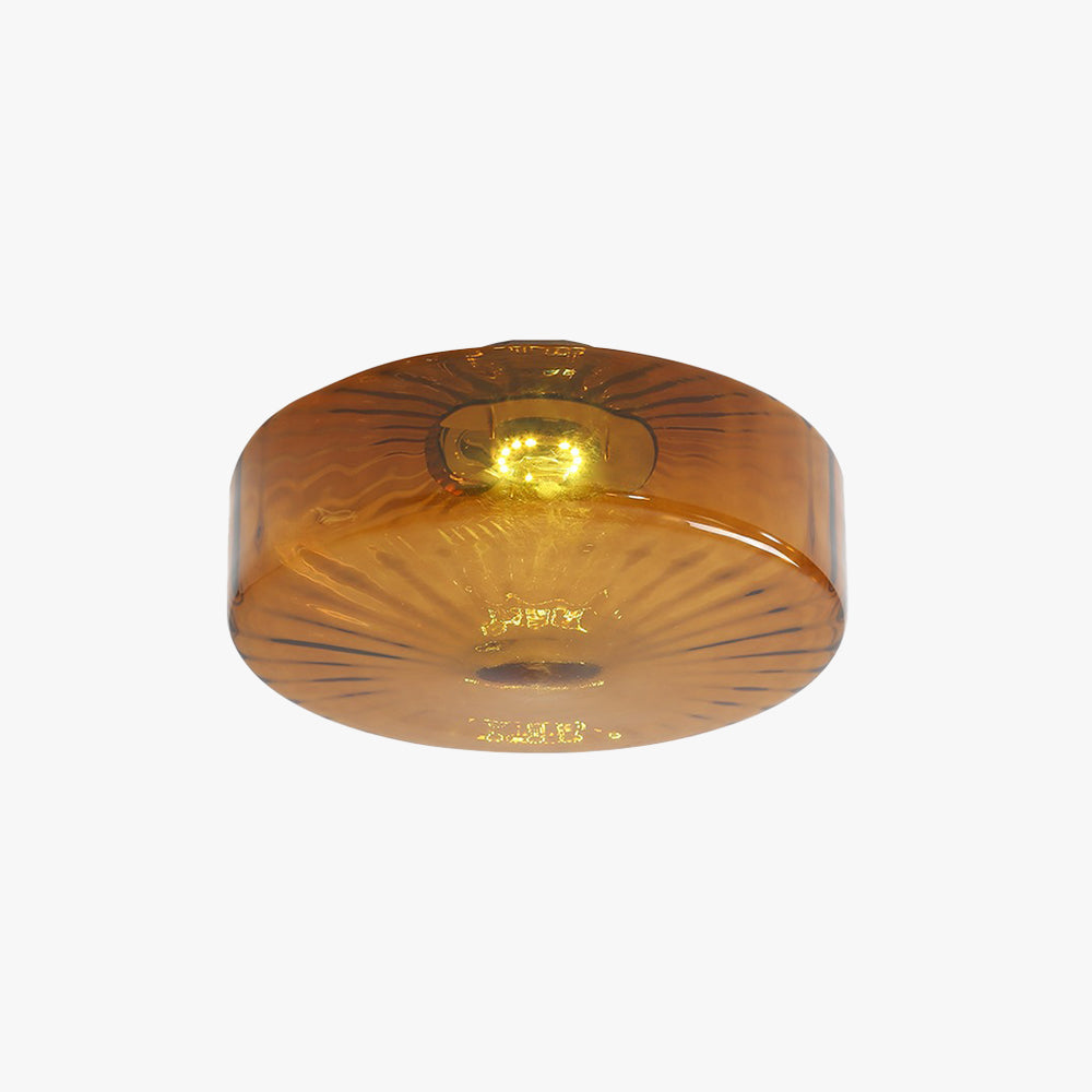 Ceiling Light Amber Glass Sunburst Pattern Retro Integrated LED Bedroom Hallway Living Room Indoor 1