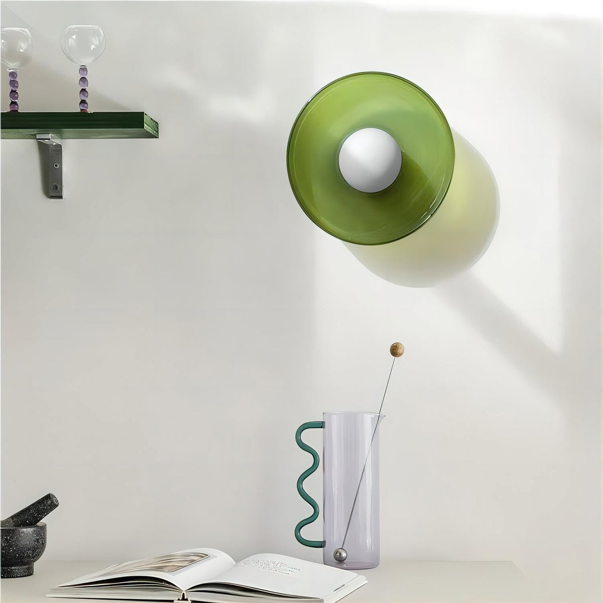 Ceiling Light Bauhaus Coloured Glass Disc Convertible Flush Mount E27 White Orange Brown and Green 2