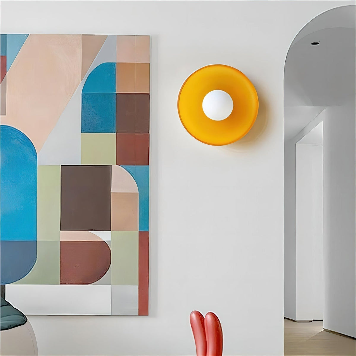 Ceiling Light Bauhaus Coloured Glass Disc Convertible Flush Mount E27 White Orange Brown and Green 3
