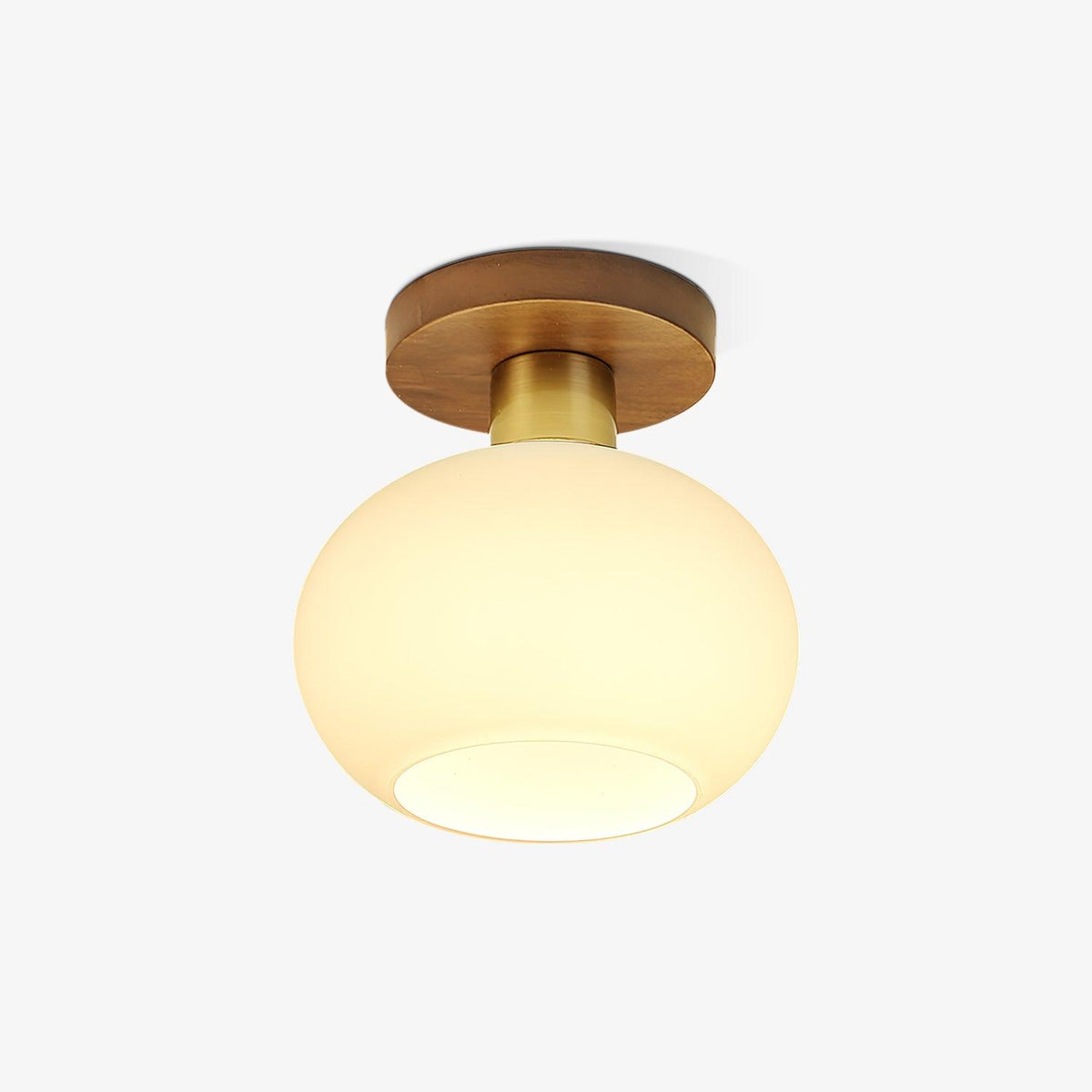 Ceiling Light Black Walnut Copper and Opal Glass E27 Hardwired Indoor Bedroom Living Room Fixture 1