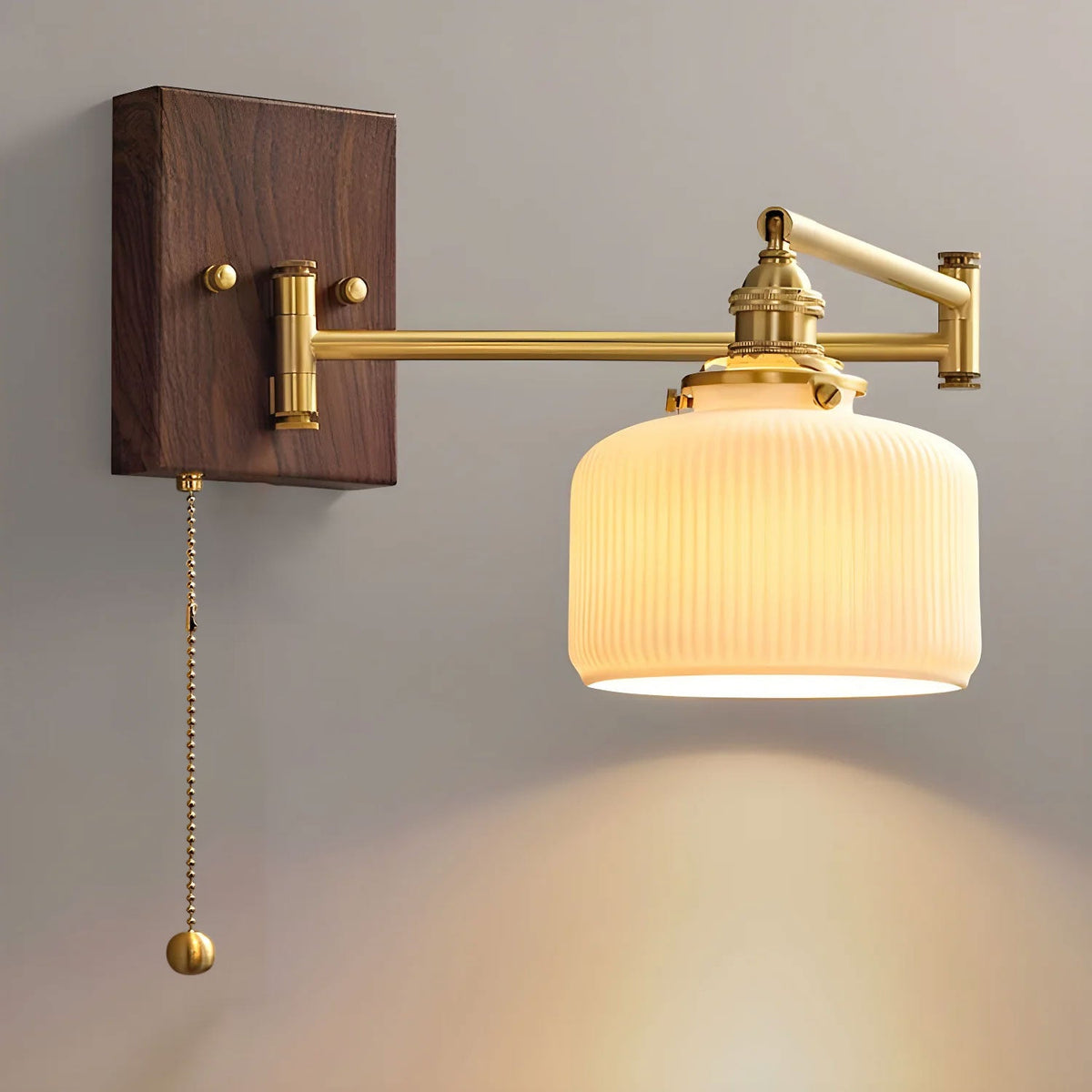 Ceiling Light Ceramic Geometric Walnut and Brass Matte Finish Indoor Living Room Bedroom Fixture 0