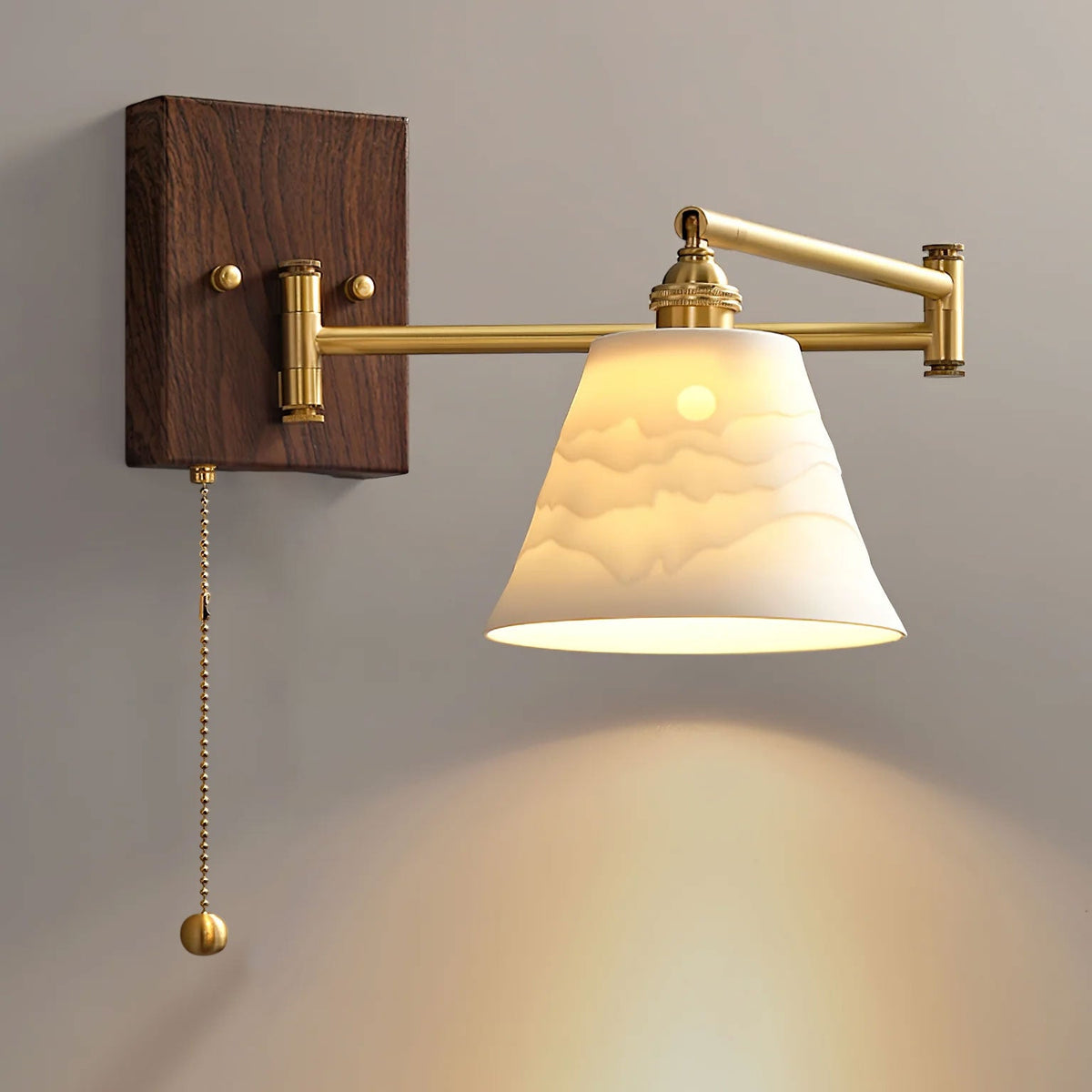 Ceiling Light Ceramic Geometric Walnut and Brass Matte Finish Indoor Living Room Bedroom Fixture 10