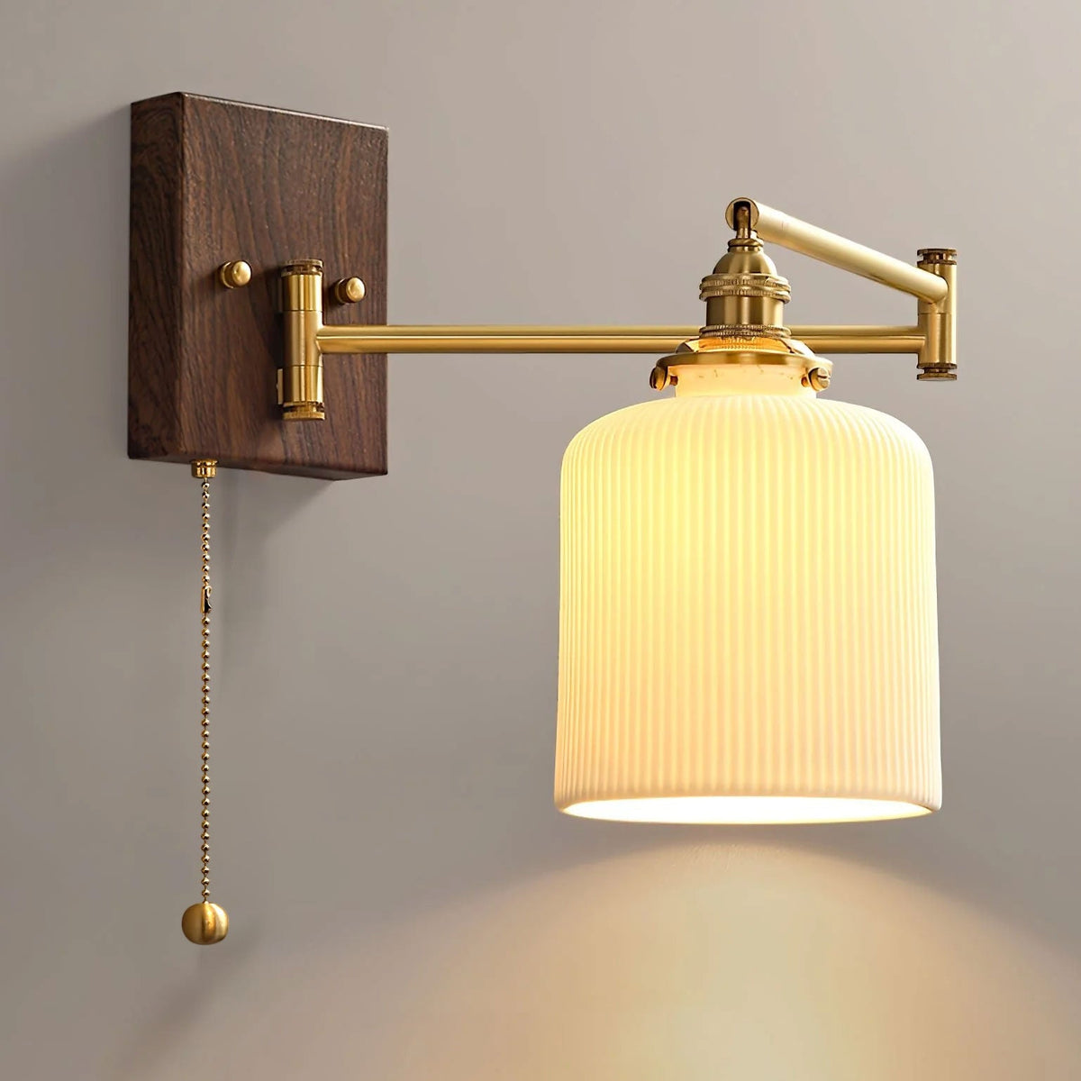 Ceiling Light Ceramic Geometric Walnut and Brass Matte Finish Indoor Living Room Bedroom Fixture 11