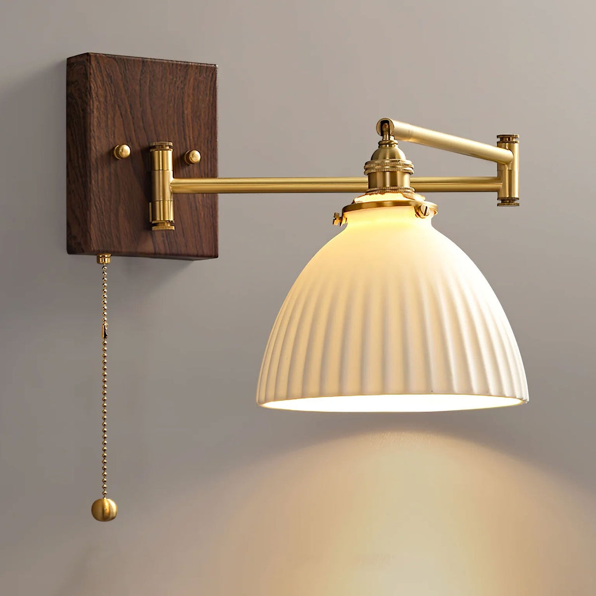 Ceiling Light Ceramic Geometric Walnut and Brass Matte Finish Indoor Living Room Bedroom Fixture 12