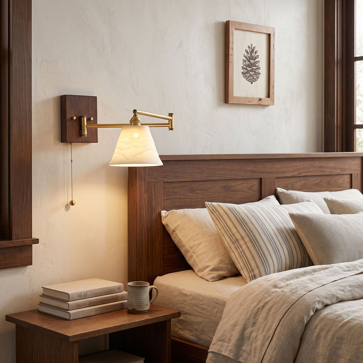 Ceiling Light Ceramic Geometric Walnut and Brass Matte Finish Indoor Living Room Bedroom Fixture 5