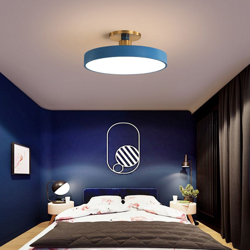 Ceiling Light Metal and Acrylic Slim Round Integrated LED Black White Blue Pink and Grey Bedroom 3