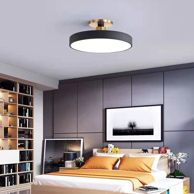 Ceiling Light Metal and Acrylic Slim Round Integrated LED Black White Blue Pink and Grey Bedroom 5