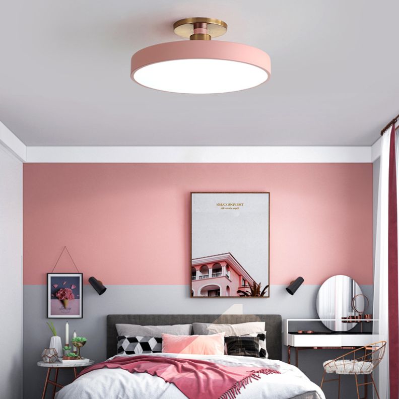 Ceiling Light Metal and Acrylic Slim Round Integrated LED Black White Blue Pink and Grey Bedroom 7