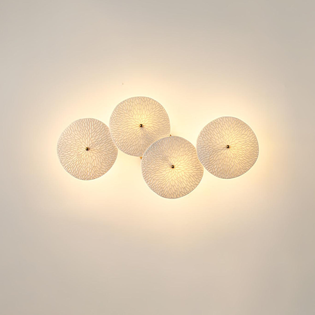 Ceramic Petal Wall Light Gold Frame White Lotus Design Indoor Hardwired Sconce 4 6 and 8 Heads 0
