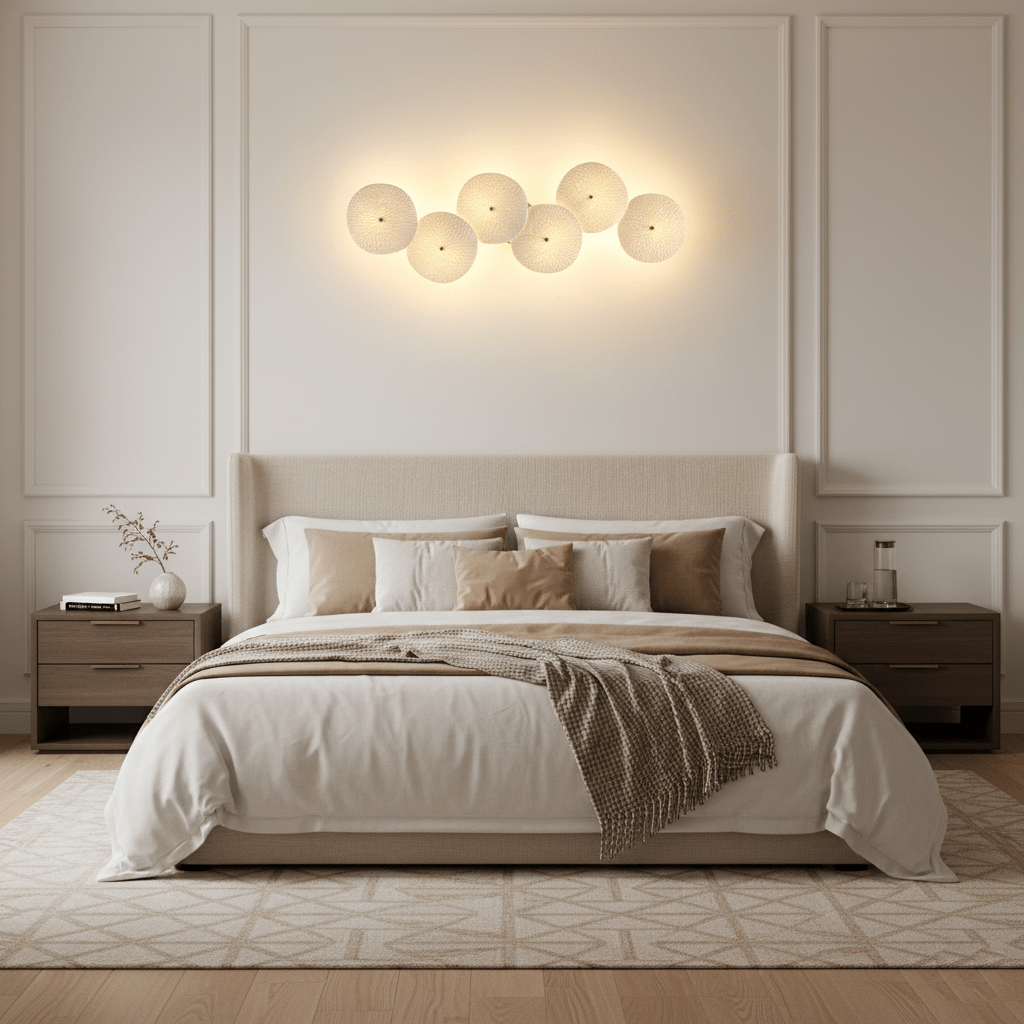 Ceramic Petal Wall Light Gold Frame White Lotus Design Indoor Hardwired Sconce 4 6 and 8 Heads 1