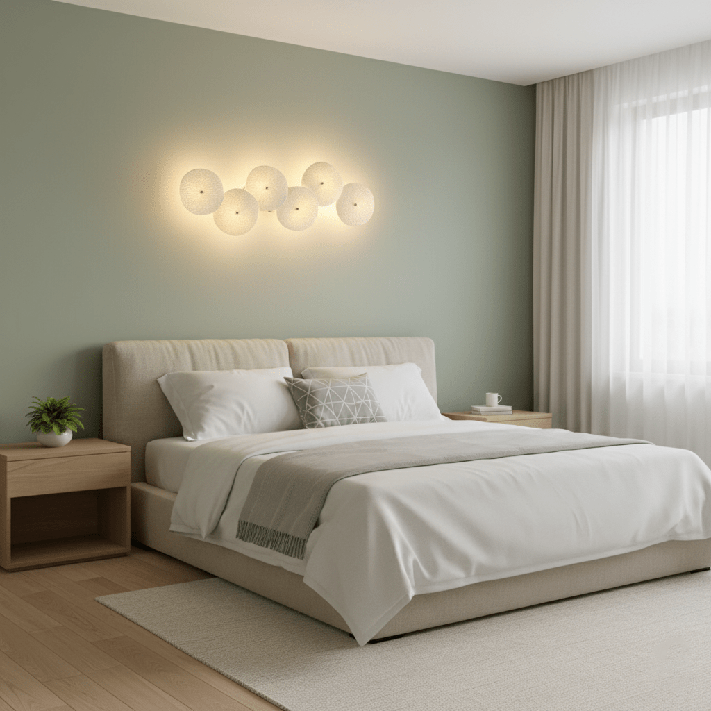 Ceramic Petal Wall Light Gold Frame White Lotus Design Indoor Hardwired Sconce 4 6 and 8 Heads 2