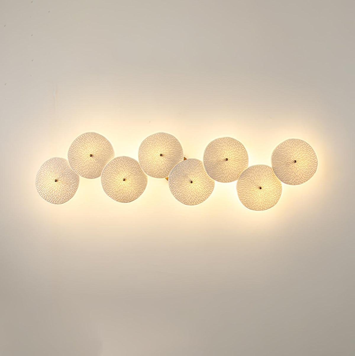 Ceramic Petal Wall Light Gold Frame White Lotus Design Indoor Hardwired Sconce 4 6 and 8 Heads 8