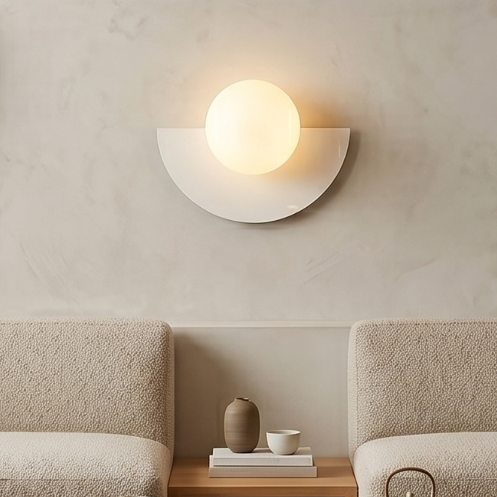 Contemporary Wall Light Metal Semi-Round LED Sconce 0