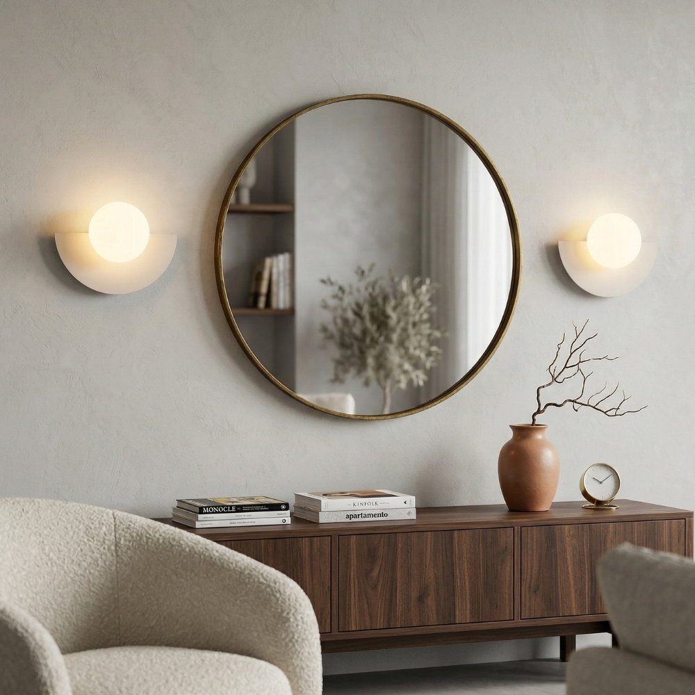 Contemporary Wall Light Metal Semi-Round LED Sconce 2