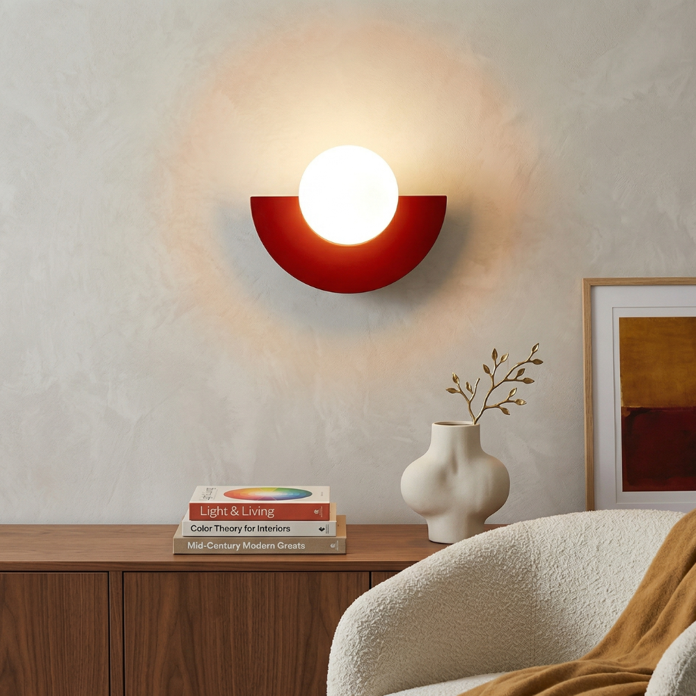 Contemporary Wall Light Metal Semi-Round LED Sconce 4