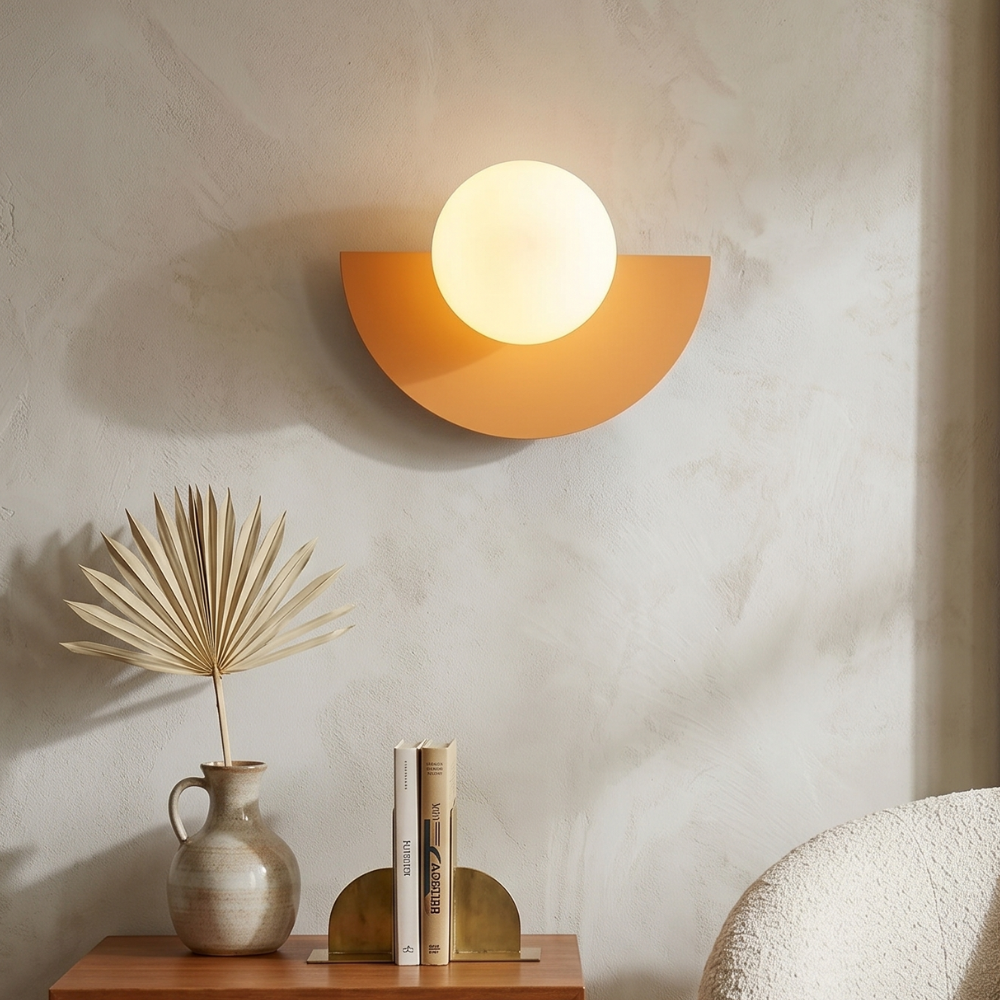 Contemporary Wall Light Metal Semi-Round LED Sconce 7
