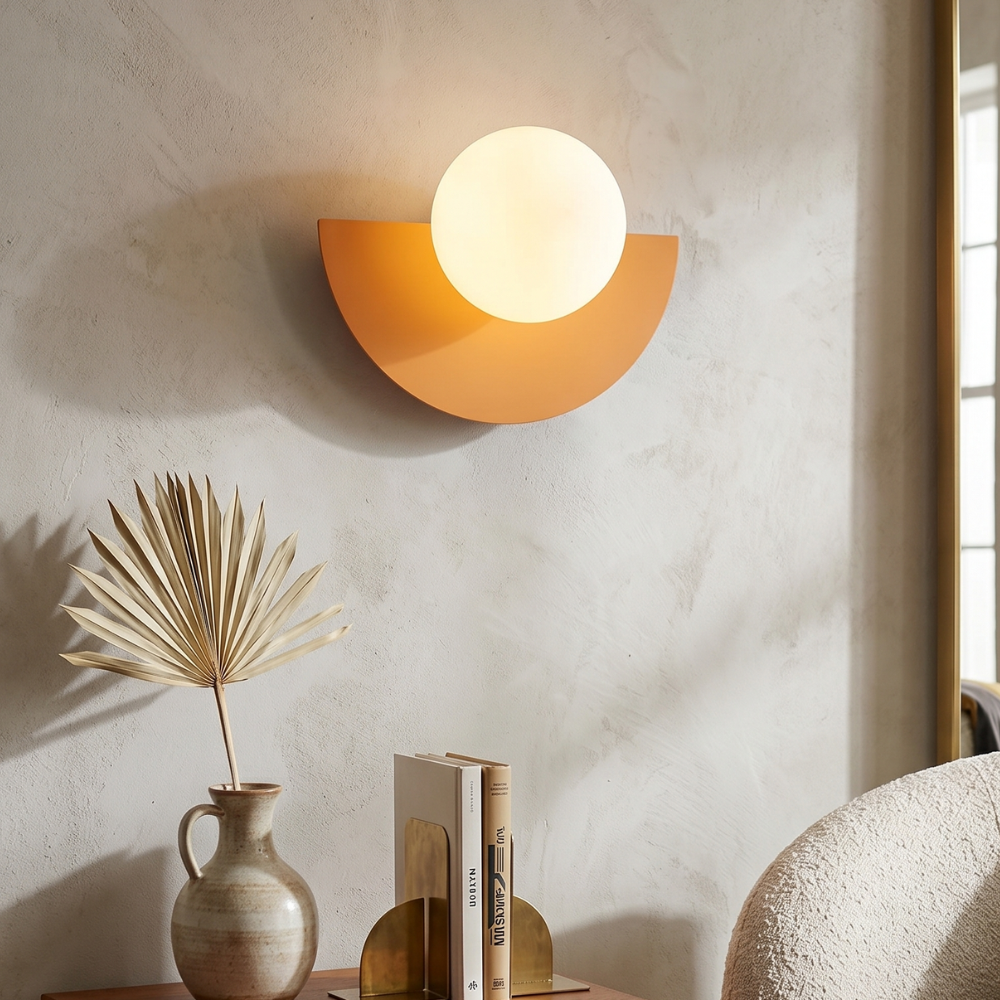 Contemporary Wall Light Metal Semi-Round LED Sconce 8