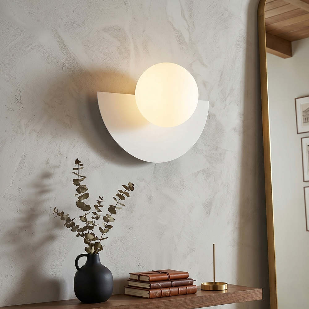 Contemporary Wall Light Metal Semi-Round LED Sconce 9