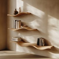 Aldersteel Wave Timber Wall Shelf