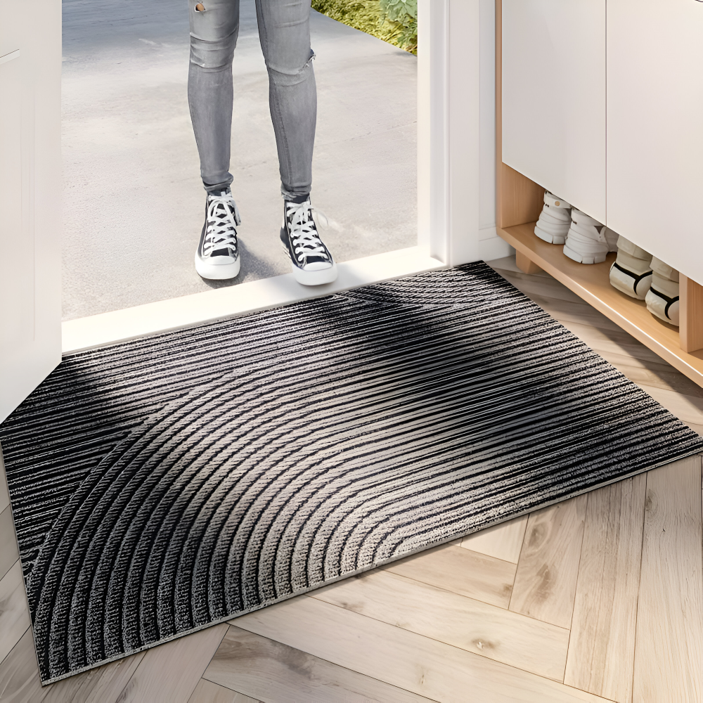 Aldersteel Linear PVC Non-Slip Doormat – Architectural Geometric Entry Mat