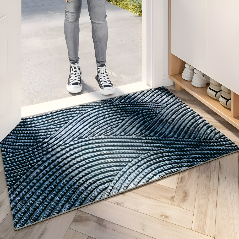Aldersteel Linear PVC Non-Slip Doormat – Architectural Geometric Entry Mat