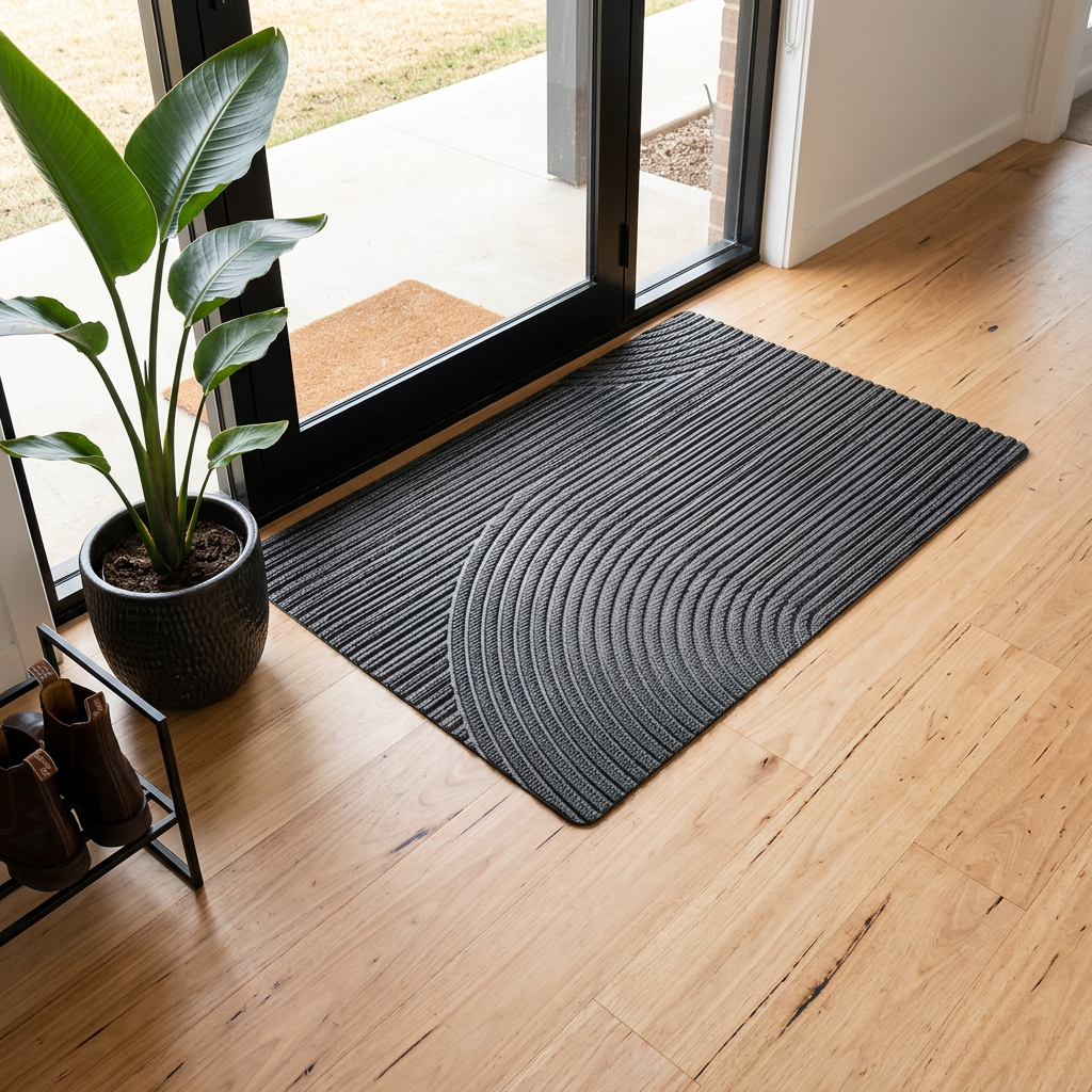 Aldersteel Linear PVC Non-Slip Doormat – Architectural Geometric Entry Mat